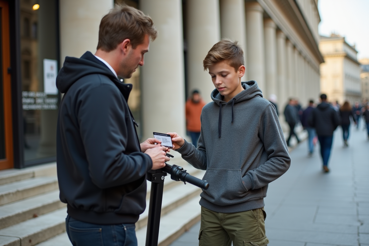 Adolescent montrant sa carte d