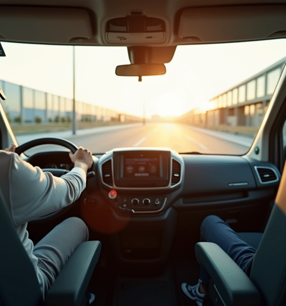 Conducteur dans l intérieur spacieux du Peugeot Boxer