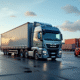 Camion moderne de 12 tonnes sur une plateforme logistique