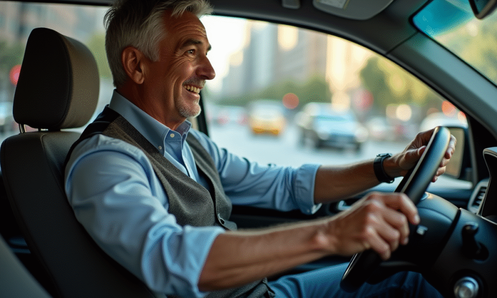 Conducteur de taxi homme dans l intérieur du véhicule