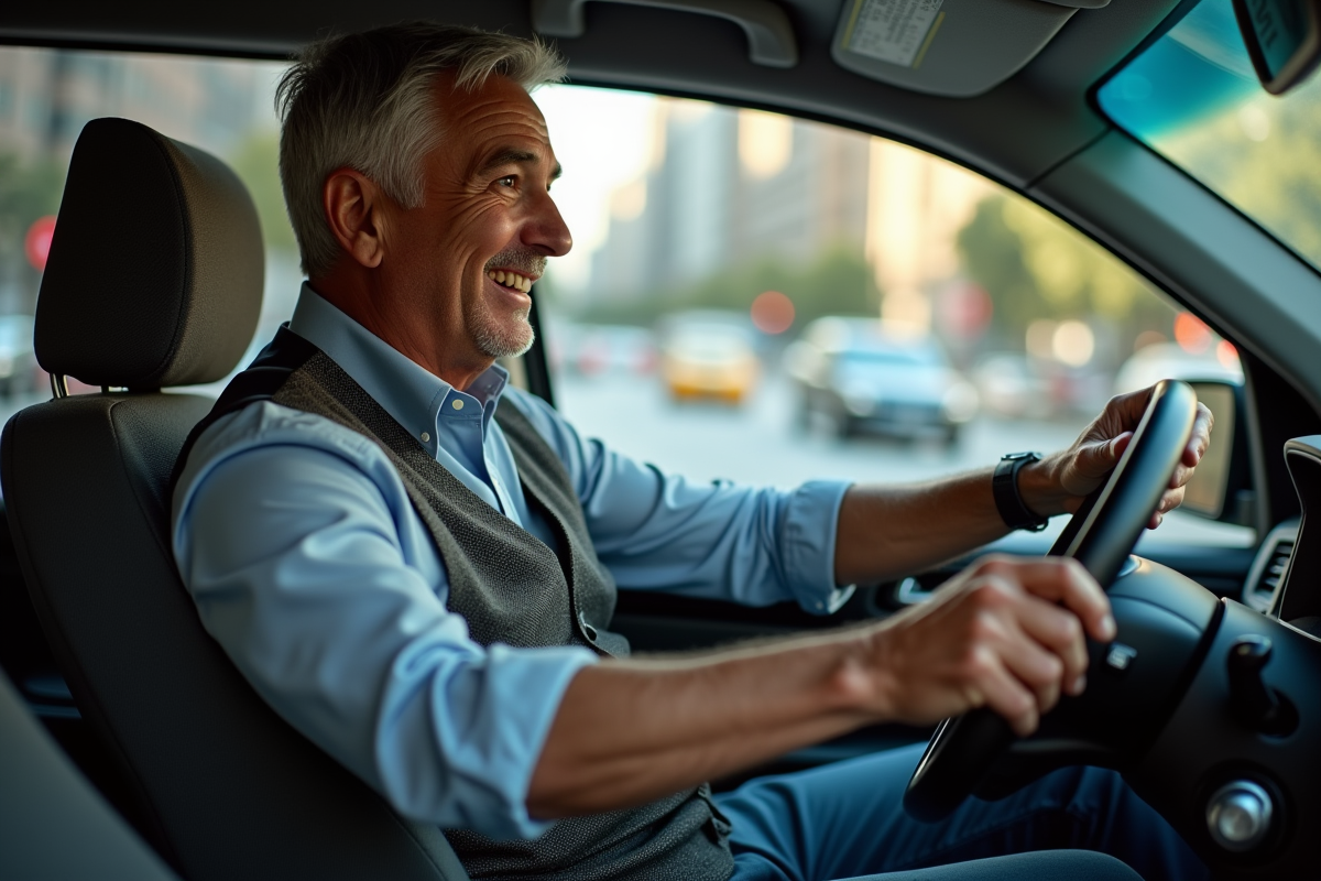 Conducteur de taxi homme dans l intérieur du véhicule