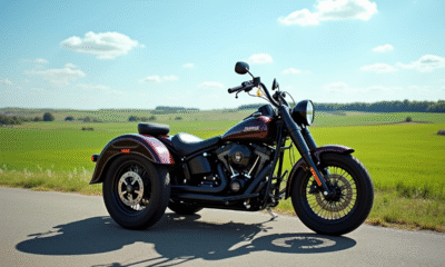 Moto Harley Davidson vintage avec sidecar en campagne