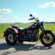 Moto Harley Davidson vintage avec sidecar en campagne
